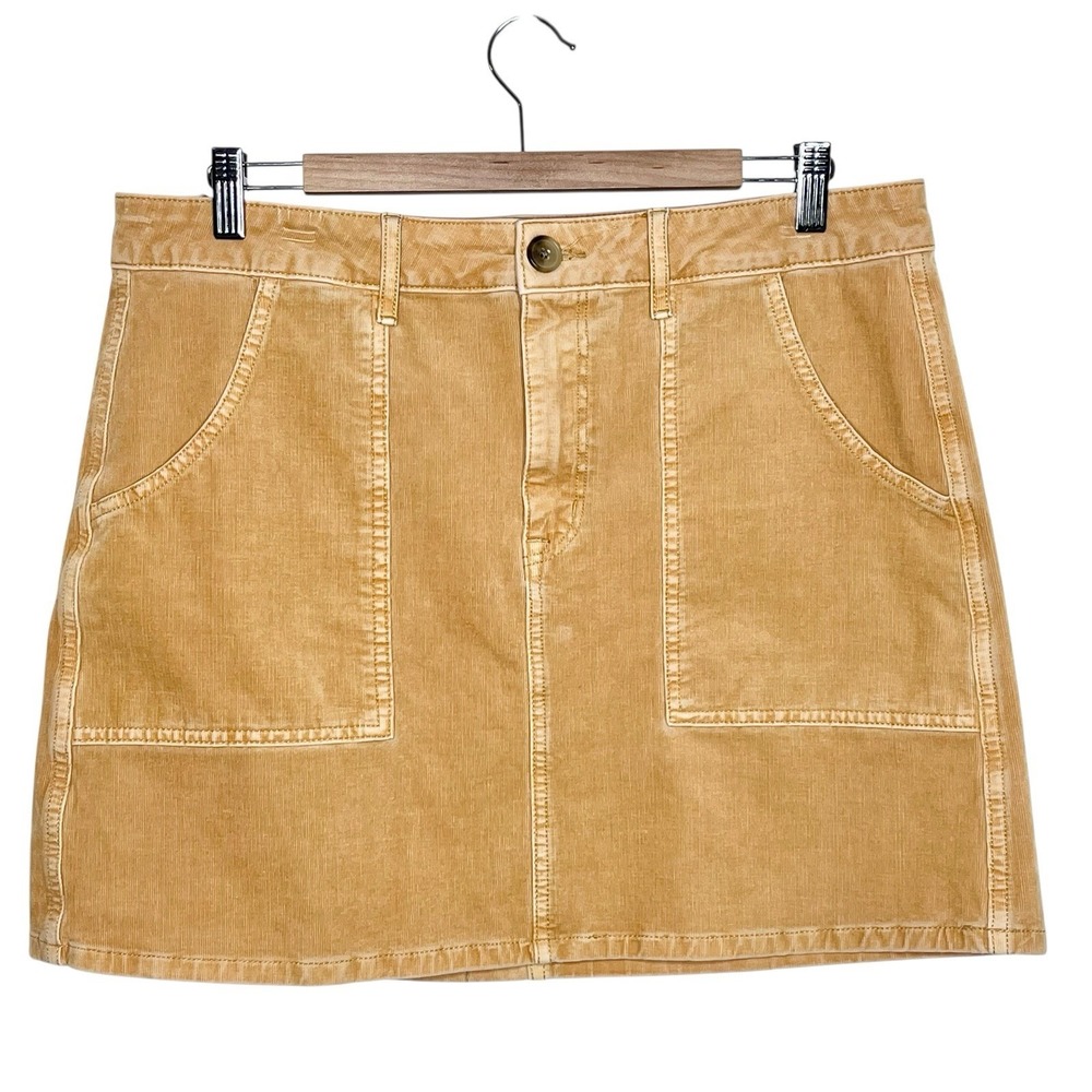 American Eagle Corduroy Mini Skirt Yellow Womens 14 boho Academia Festival